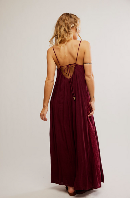 Free People Trail of Flowers Maxi Dress in Maroon