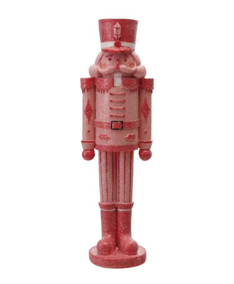 Resin Nutcracker, Pink & Red with Sugar
