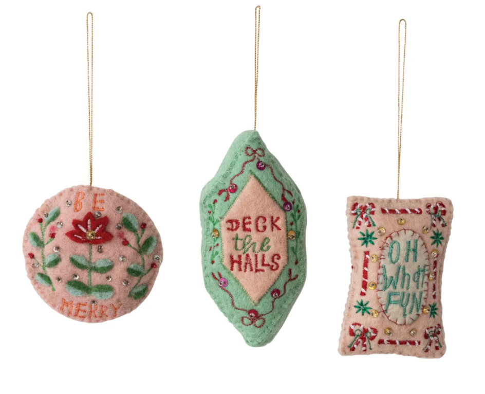 wool felt ornament sequin and beads