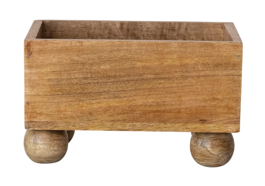 Mango Wood Container with Ball Feet