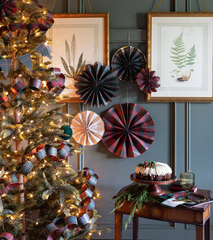 PLD1301 - Plaid Paper Fan Set