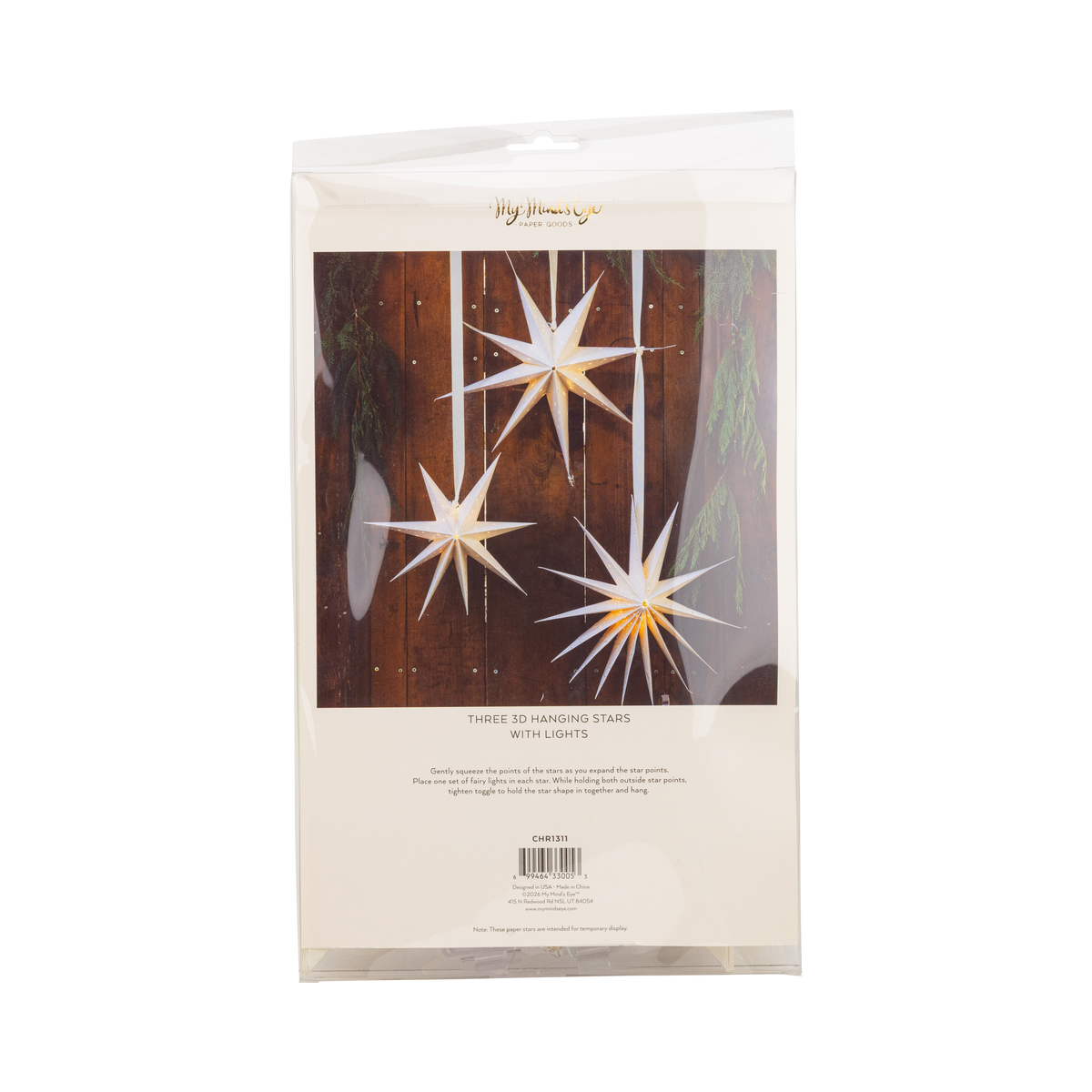 CHR1311 - Light Up Paper Stars - set of 3