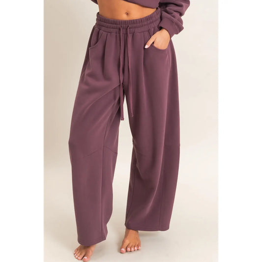 Cocoa Drawstring Waist Barrel Sweatpants