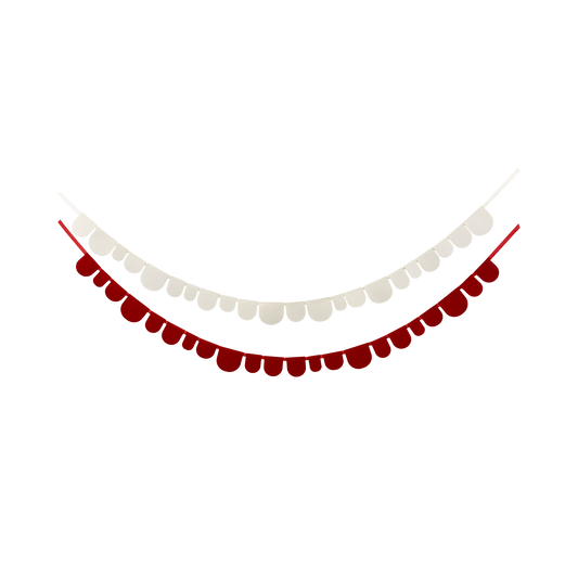 BEC1104 - Red and Cream Scalloped Felt Banner Set