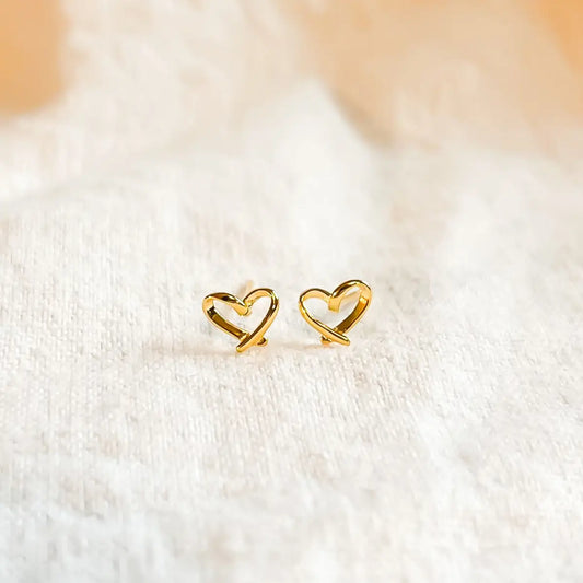 Gold Sterling Open Heart Stud