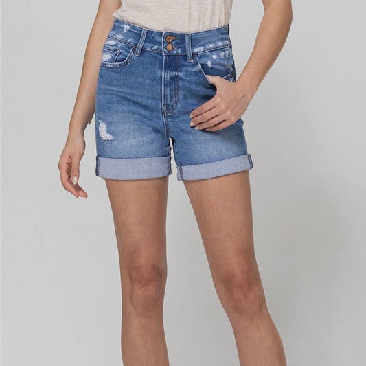 Double Button High Rise Shorts with Double Cuff