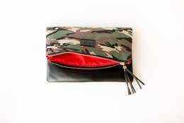 Camo and Black Fold Over Clutch