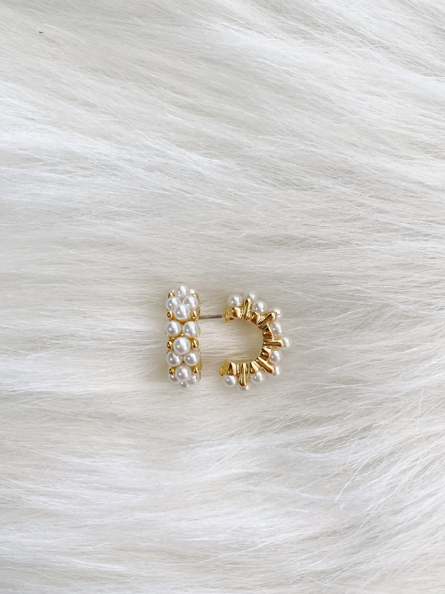 Polished Pearl and Gold Earrings