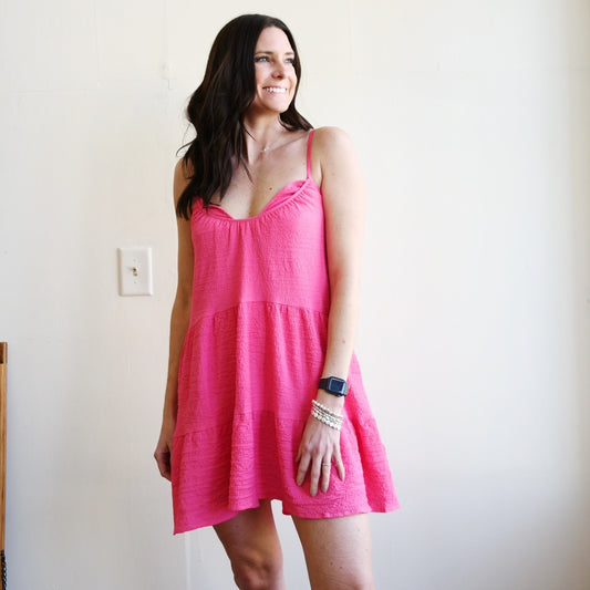 Hot Pink Sleeveless Cami Dress