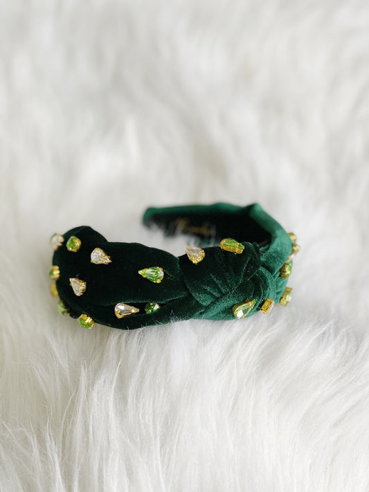 Emerald Green Velvet Jeweled Headband