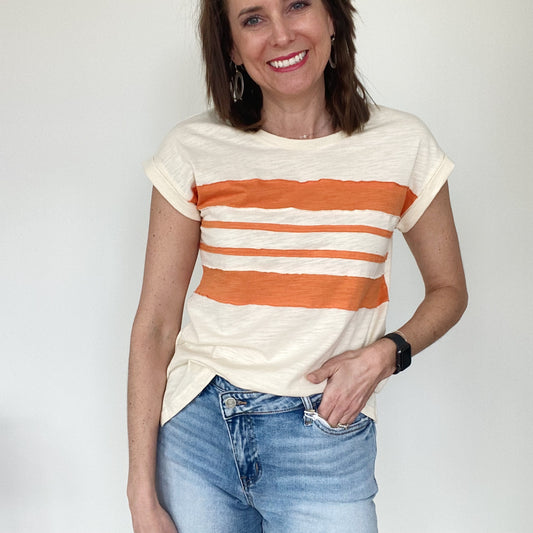 Butter and Orange Color Block Tee