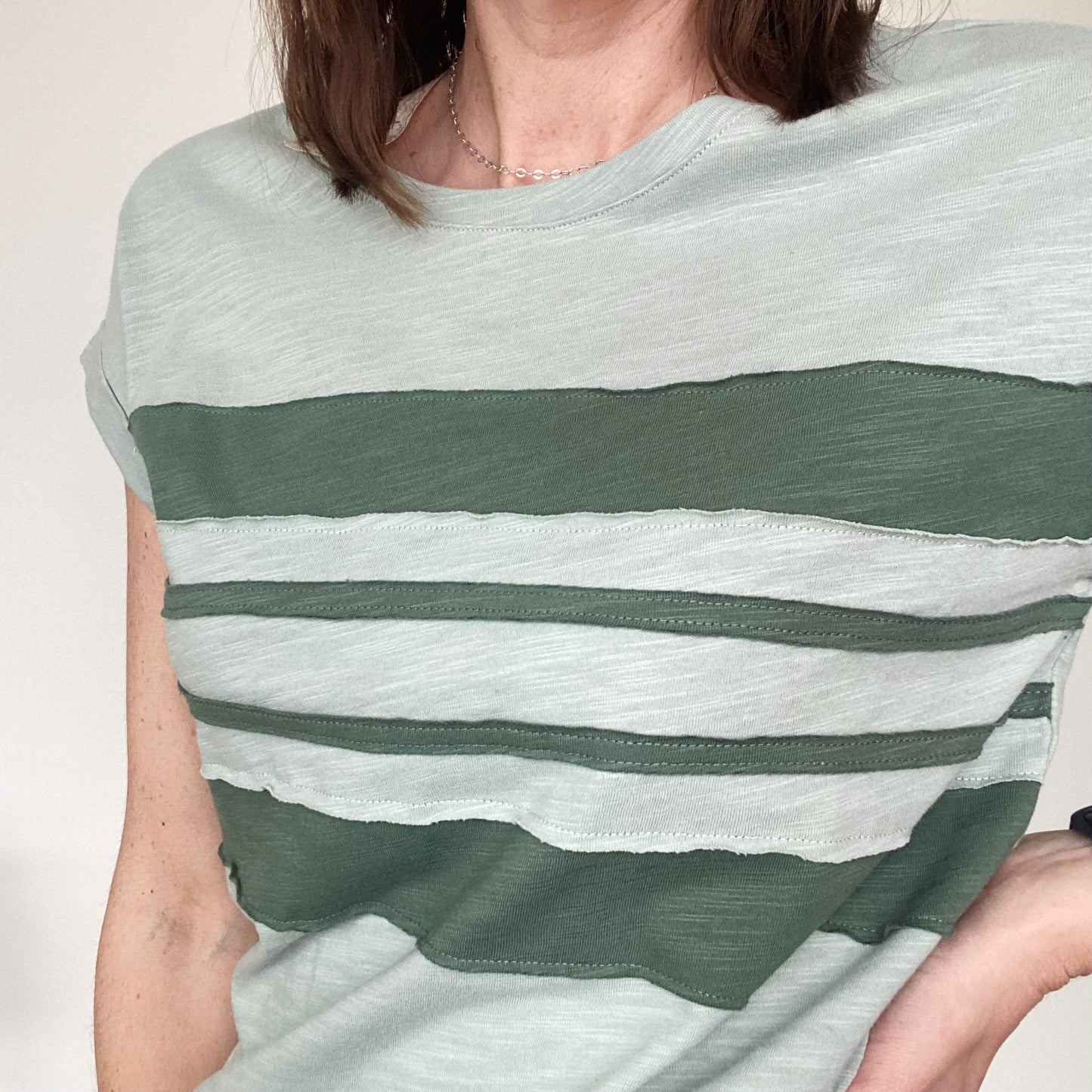 Sage and Green Color Block Tee