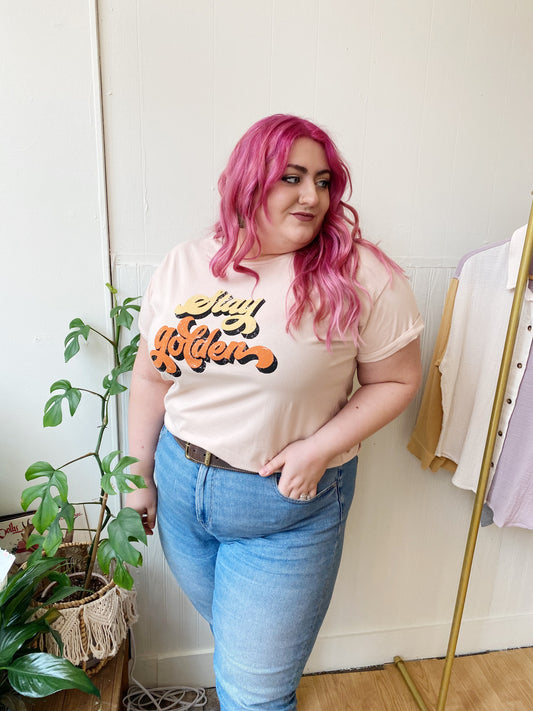 Stay Golden Plus Size Taupe Graphic Tee