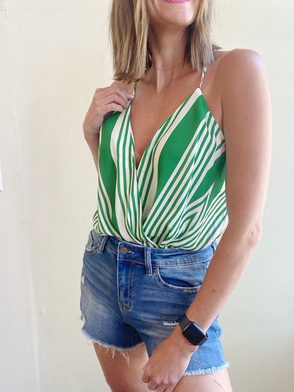 Ivory and Green Bodysuit